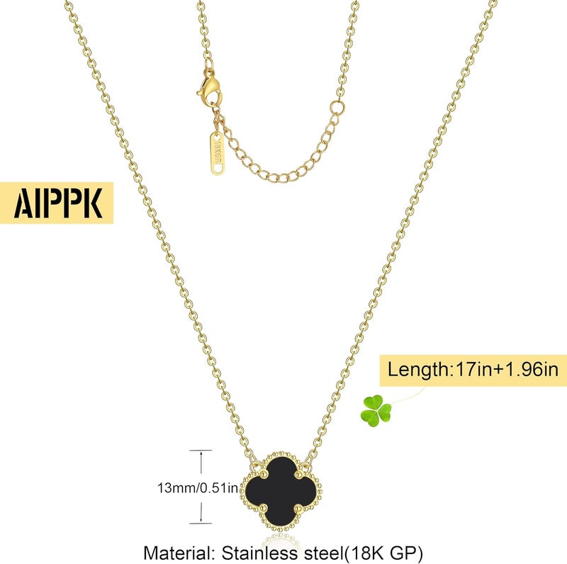 AIPPK Clover Pendant Necklace for Women 18K Gold Plated Four Leaf Clover Necklaces Lucky Simple Jewelry Gifts for Women - Image 2